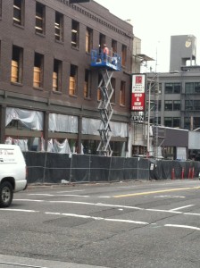 Powell's was under construction, but still open for business.